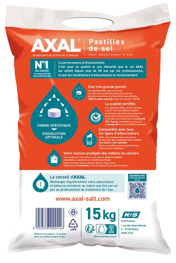 Sel pour adoucisseur, AXAL, 15 kg