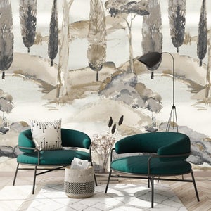 Papier peint panoramique Canopy gris l.159 x H.280 cm