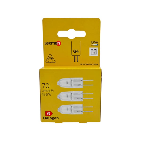 Lot de 3 ampoules halogène, capsule G4, 70lm = 0W, blanc chaud, dimmables, LEXMAN
