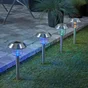 Lot de 4 balises solaire à piquer YAMBO, RGBW changement de couleurs, acier INSPIRE