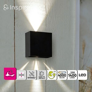 Applique extérieure led bord de mer, 1400 lumens, noir Baiona INSPIRE