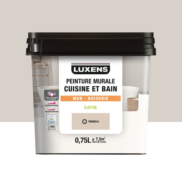 Peinture mur trench 6 satin LUXENS cuisine et bain 0.75l