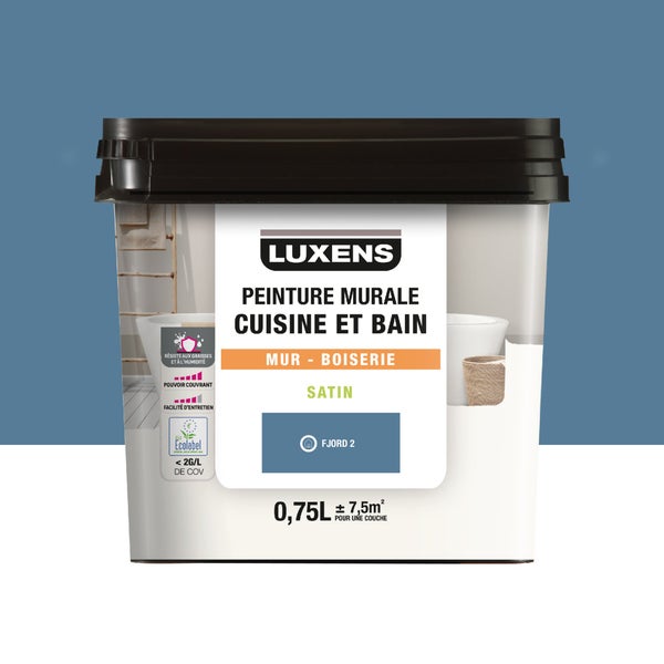 Peinture mur fjord 2 satin LUXENS cuisine et bain 0.75l