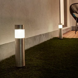 Lot 2 balises solaires à piquer H.39 cm blanc neutre, 2 Lm , inox Praia INSPIRE