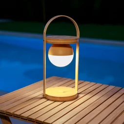 Lampe extérieur Lisala, rechargeable usb, 1300 lumens, intensité variable, bambou, INSPIRE