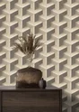 Papier peint intissé Paille cube beige