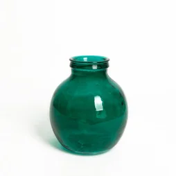 Vase en verre recyclé, OXANE, diam.25 x H.30 cm, bleu