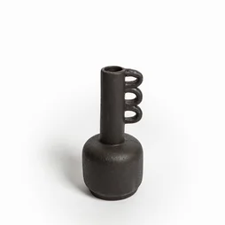Vase en céramique, Terra, diam.12 x H.25 cm, noir