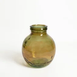 Vase en verre recyclé, OXANE, diam.25 cm, jaune/vert