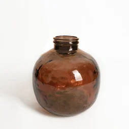 Vase en verre recyclé, OXANE, diam.32 x H.35 cm, brun