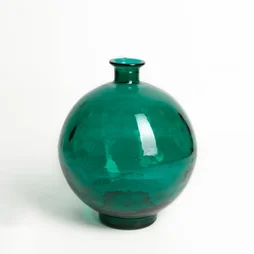 Vase en verre recyclé, CALISTA, diam.34 x H.39 cm, bleu