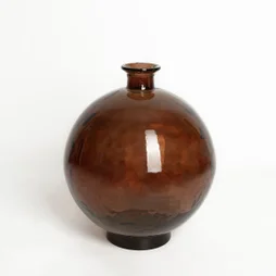 Vase en verre recyclé, CALISTA, diam.34 x H.39 cm, brun