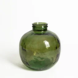 Vase en verre recyclé, OXANE, diam.32 x H.35 cm, vert