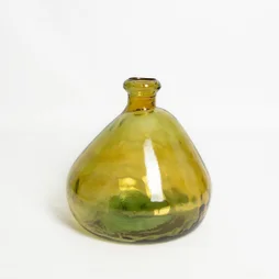 Vase en verre recyclé ORGANIC, 33 x 33 cm, curry