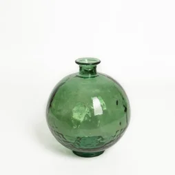 Vase en verre recyclé, CALISTA, diam.24 x H.28 cm, vert