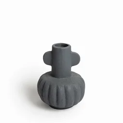 Vase en céramique, diam.15 x H.19 cm, bleu foncé