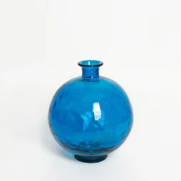 Vase en verre recyclé, CALISTA, diam.24 x H.28 cm, bleu