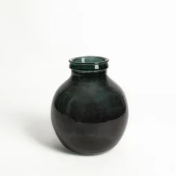 Vase en verre recyclé, OXANE, diam.25 x H.30 cm, gris