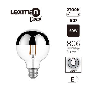 Ampoule led à filament, LEXMAN,  E27 806Lm = 7W, argenté