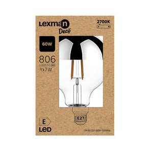 Ampoule led à filament, LEXMAN,  E27 806Lm = 7W, argenté