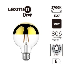 Ampoule led à filament, LEXMAN,  E27 806Lm = 7W, doré