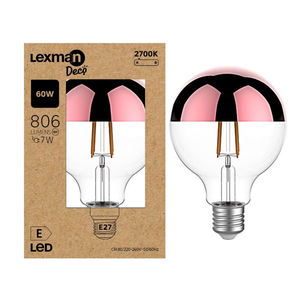 Ampoule led à filament, LEXMAN E27 806Lm = 7W, cuivré