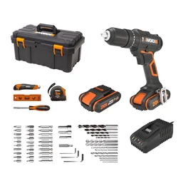 Perceuse à percussion 20 V WORX Wt375.1, 50 Nm + 2 batteries 2Ah