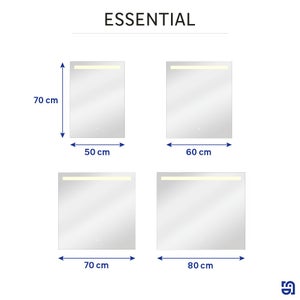 Miroir lumineux rectangulaire l.80 x H.70 cm Essential, sensitif