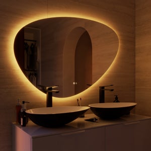 Miroir lumineux galet l.120 x H.80 cm Modern, anti-buée, variateur intensité SENSEA