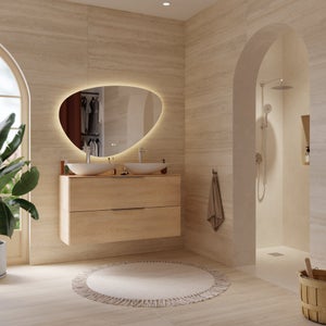 Miroir lumineux galet l.120 x H.80 cm Modern, anti-buée, variateur intensité SENSEA