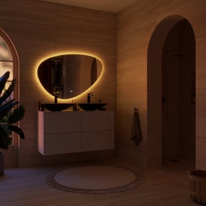 Miroir lumineux galet l.120 x H.80 cm Modern, anti-buée, variateur intensité SENSEA