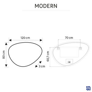 Miroir lumineux galet l.120 x H.80 cm Modern, anti-buée, variateur intensité SENSEA