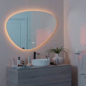 Miroir lumineux galet l.120 x H.80 cm Modern, anti-buée, variateur intensité SENSEA