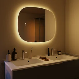 Miroir lumineux ovale l.65 x H.80 cm Modern, anti-buée, variateur intensité
