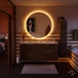 Miroir lumineux rond Diam.120 cm Neo line, anti-buée, variateur int et couleur