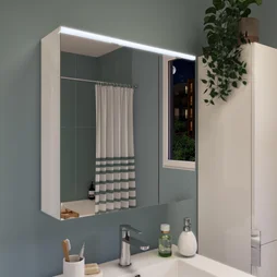Armoire led 2p de toilette lumineuse l. 60 cm l. 60 cm H. 60 cm P. 17 cm, blanc 