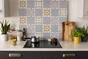 6 credences adhesives dalles murales adhesives Wall Tiles, cubia jaune, 15.2 cm