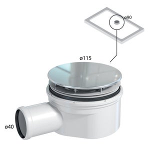 Bonde capot extra-plate horizontale pour receveur de douche diam. 90 mm h.57 mm en inox, EQUATION