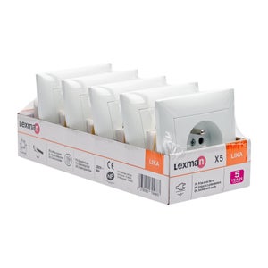 Lot de 5 prises, LEXMAN Lika, blanc