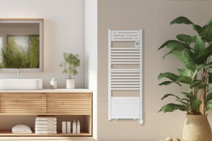Sèche-serviettes électrique soufflant étroit Actibain Noirot 1300W blanc