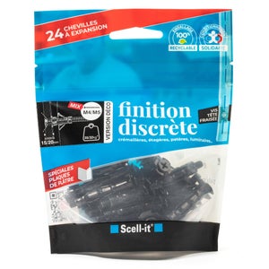 Lot de 24 chevilles et vis à expansion SCELL-IT, Diam.4 et 5 x L.37 mm