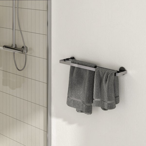 Porte serviette double fixation au choix, SENSEA Essential, 50 cm, chromé