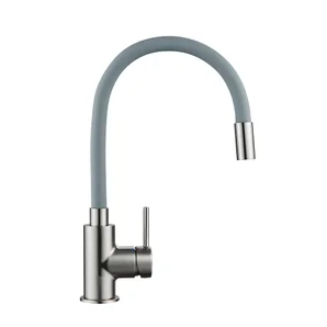 Robinet de cuisine avec bec flexible DELINIA Eleki gris