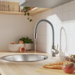 Robinet de cuisine avec bec flexible DELINIA Eleki gris