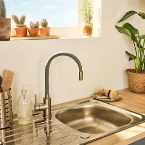Robinet de cuisine avec bec flexible DELINIA Eleki gris