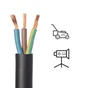 Câble électrique 3G 1.5mm² h07rn-f L.5m, noir