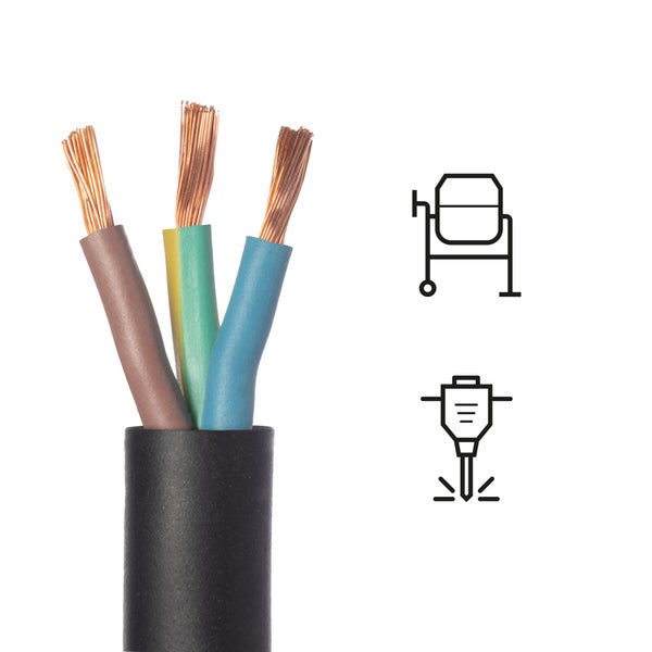 Cable electrique 3G 2.5mm? h07rn-f L.5m, noir