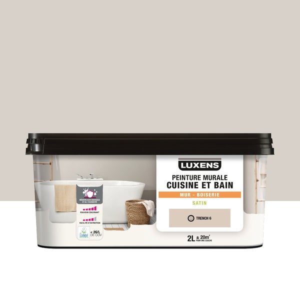 Peinture mur trench 6 satin LUXENS cuisine et bain 2 litres