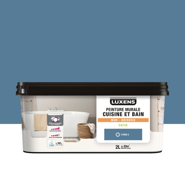 Peinture mur fjord 2 satin LUXENS cuisine et bain 2 litres