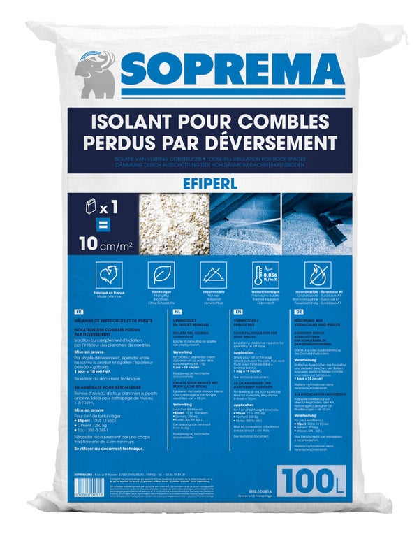 Vermiculite à épandre naturelle exfoliée SOPREMA 100L